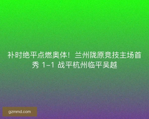 补时绝平点燃奥体！兰州陇原竞技主场首秀 1-1 战平杭州临平吴越