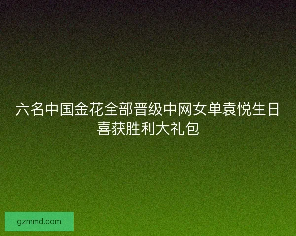 六名中国金花全部晋级中网女单袁悦生日喜获胜利大礼包