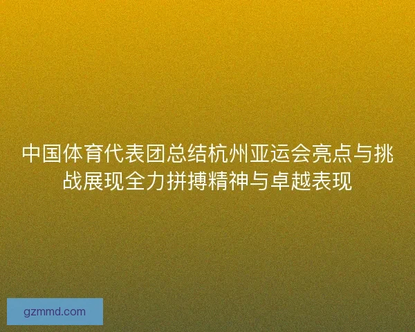 中国体育代表团总结杭州亚运会亮点与挑战展现全力拼搏精神与卓越表现