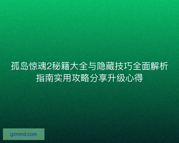 孤岛惊魂2秘籍大全与隐藏技巧全面解析指南实用攻略分享升级心得