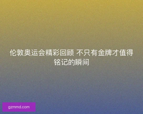 伦敦奥运会精彩回顾 不只有金牌才值得铭记的瞬间